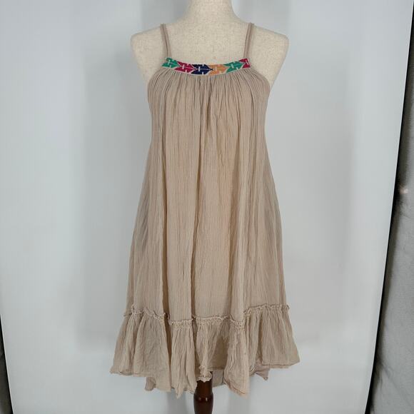 Free People Embroidered High Low Boho Racerback Pocket Dress Womens XS - Picture 2 of 12
